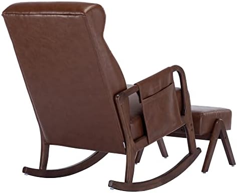 רויארד אוקטרי נדנדה כיסא עם עות ' מאני וכיסי צד מרופד דאון כיסא עם עץ מסגרת מודרני גבוהה בחזרה כורסא לסלון