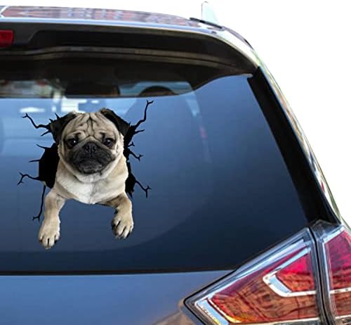 מדבקות כלבים של Kawaii Pug מדבקות מכוניות מצחיקות מכוניות קטנות מדבקות לגברים זכוכית אטומה למזג אוויר
