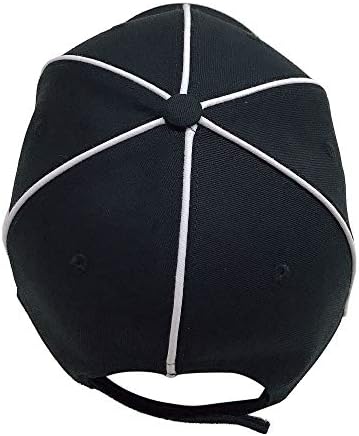 מוצרי ספורט טופטי כובע שופט רשמי שחור עם פס לבן, כובע כדור שחור מתכוונן