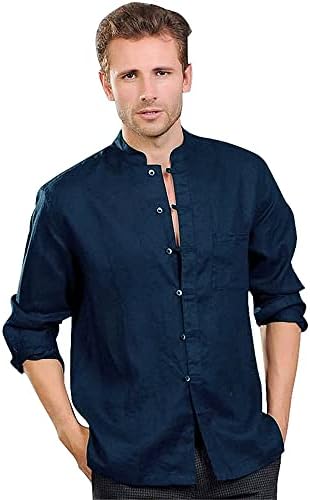 חולצות כותנה מזדמנים של Utcoco גברים חולצות חוף חוף קצרות/ארוכות שרוול ארוך