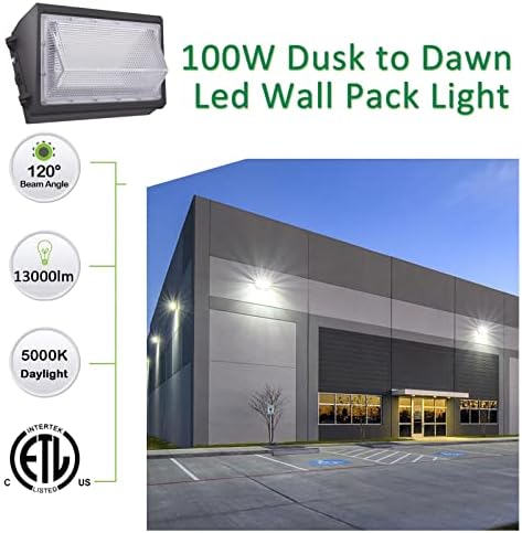 Tesoorda LED אריזת קיר אור חיצונית עם Photocell 120W 2 חבילה ו- 100W 1 חבילה