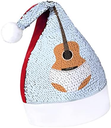 גיטרה פאייטים חג המולד כובעי סנטה חג המולד כובע למבוגרים שמח מסיבת תלבושות בני כובע אדום / ירוק