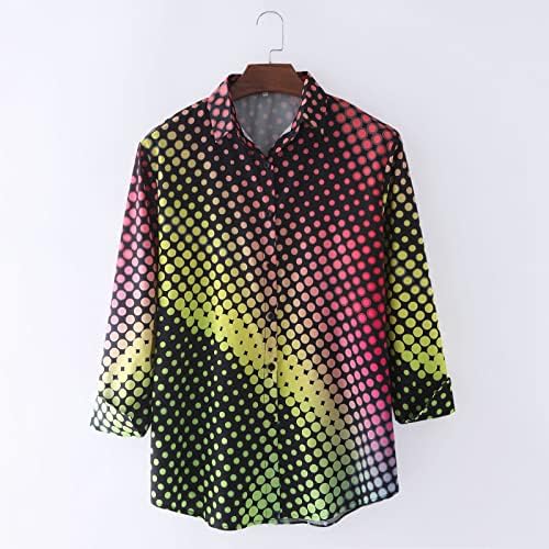 חולצות מזדמנים של XZHDD לגברים, אמונה רחוב 3D ישו צולב דיגיטלי מודפס כפתור שרוול ארוך מטה חולצה