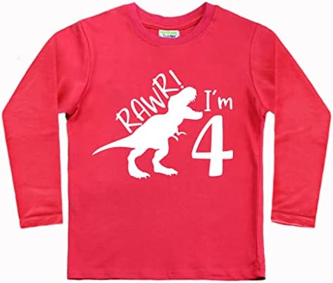 חולצת ילד בן 4 שאגת חולצת יום הולדת 4 ילד ארבעה דינוזאור חולצת טי