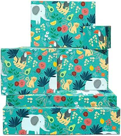 מתנה גלישת נייר עבור בנים או בנות - 6 גיליונות ירוק מתנה לעטוף-בני יום הולדת גלישת נייר-טבעוני דיו - פרחוני
