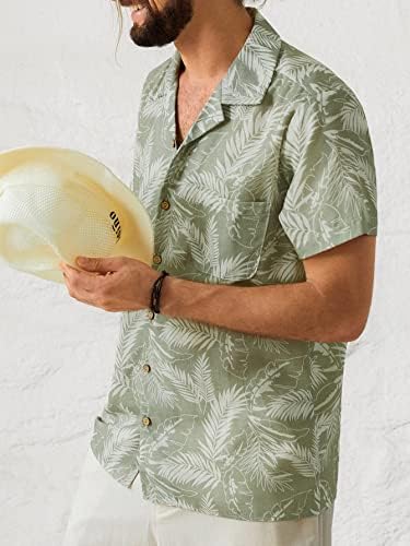 הארדדי גברים של הוואי פרחוני חולצה קצר שרוול כפתור למטה קיץ טרופי מודפס חוף חולצות