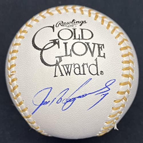 איוון רודריגז חתום על כפפת זהב בייסבול JSA - כדורי בייסבול חתימה