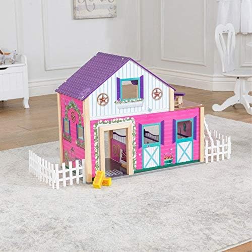 Chidkraft Deluxe Horse StableSet - Play Play Play אביזר סוס לשני סוסי משחק עם אביזרים, מתנה לגילאי 3+ 24