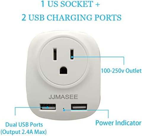 מתאם תקע נסיעות אירופאי מוסמך, תקע כוח בינלאומי של JJMASEE עם 2 USB, מטען מתאם מוצא מסוג C