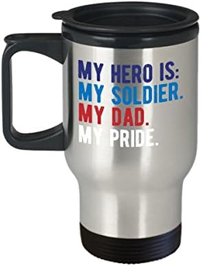 בן צבא גאה בת מתנה אבא חייל גיבור צבאי צבאי 14oz ספל נסיעות קפה