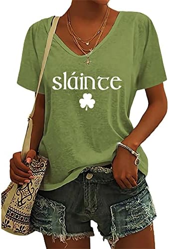 Fiogomis's Slainte Slainte Slainte St. Patrick's Day's Saveweart Sthicshirt חולצות שרוק חולצות שרוול ארוך לנשים