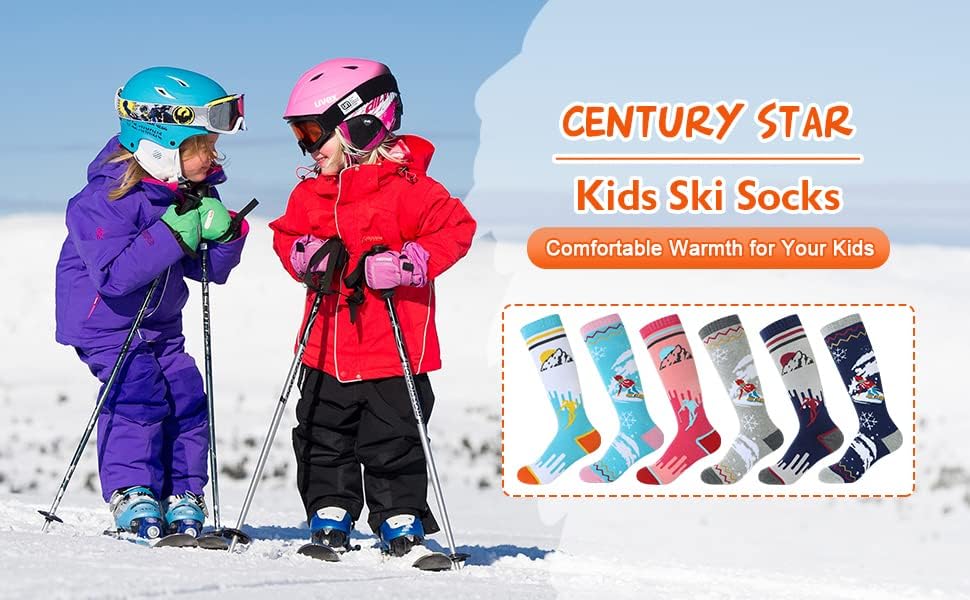 המאה כוכב ילדים סקי גרבי חורף חם הברך גבוהה שלג גרבי לפעוטות בני בנות רך צמר גרבי סקי סנובורד