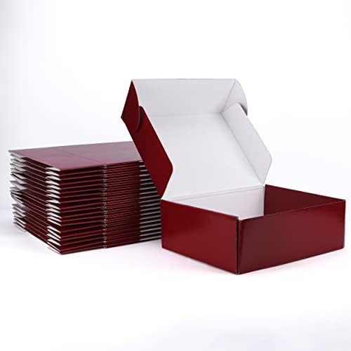 קופסאות מתנה בגודל 12 על 9 על 4 אינץ ' סט של 20 קופסאות אריזת מתנה לדיוור קרטון גלי אדום עם מכסים, אריזת מתנה