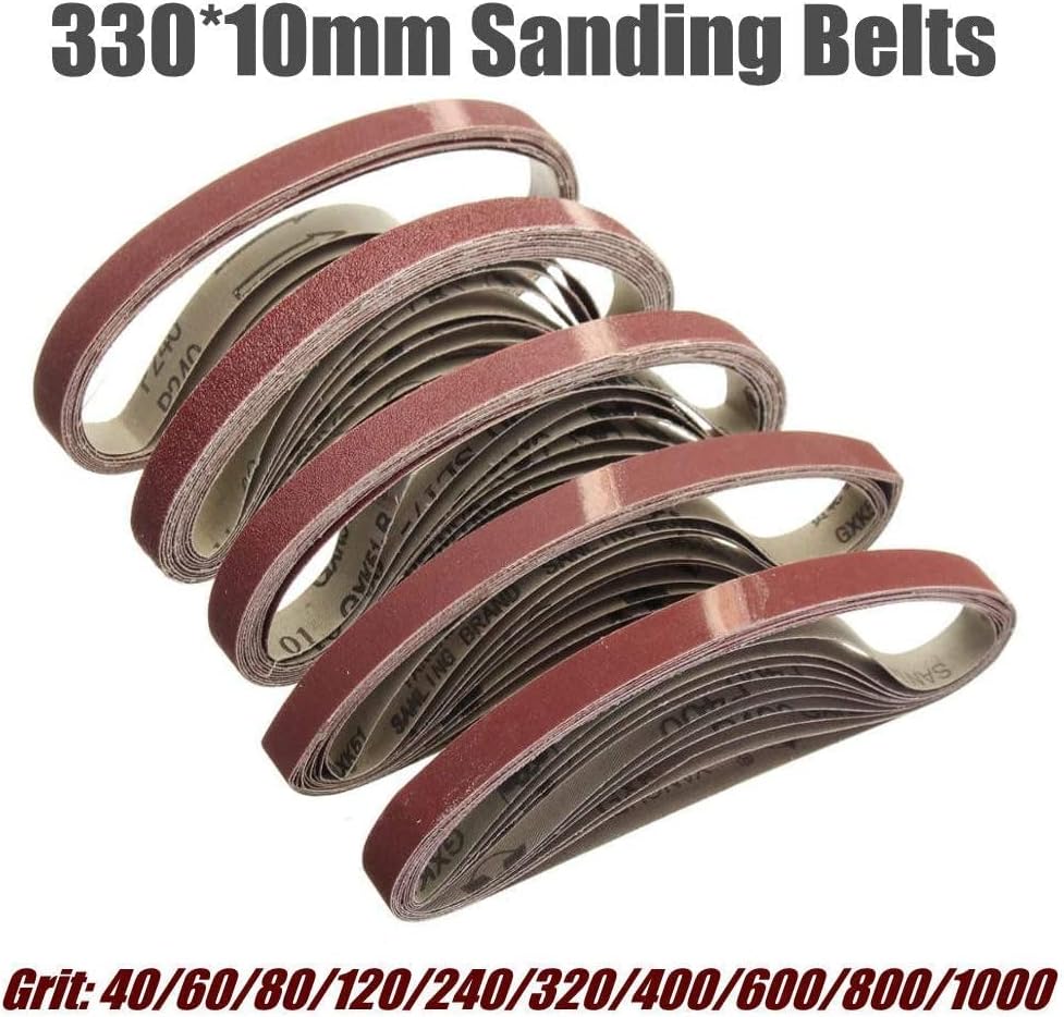 חגורת שוחקים 10 יחידות 330 איקס 10 ממ מלטש חגורות 40-1000 גריסים נייר זכוכית שוחקים להקת עבור סנדר חגורת שוחקים