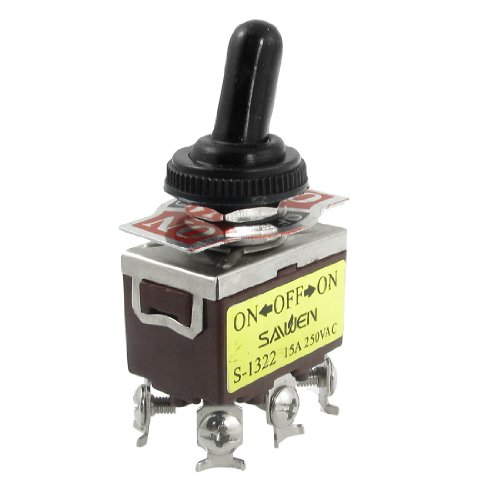 Uxcell on-off-on 3 מיקום 2p2t DPDT מתג Toggle, AC, 250V, 15 אמפר