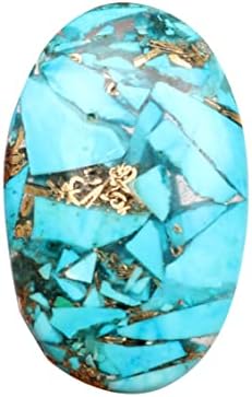 Real-gems 22.5 ct. נחושת טבעית רופפת טורקיז אבן חן סגלגלה מבריקה, לייצור תכשיטים אבן אנרגיה, עטיפת