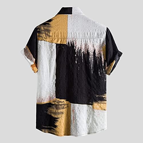 חולצות פשתן כותנה לגברים שרוול קצר קיץ פרחוני כפתור למטה חולצת הוואי חולצות חוף מזדמנים בוהו וינטג