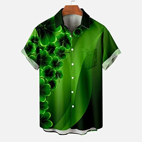 שמח סנט פטריק יום חולצה לגברים ירוק חולצה הוואי כפתור עד חולצות תלתן חולצות קצר שרוול