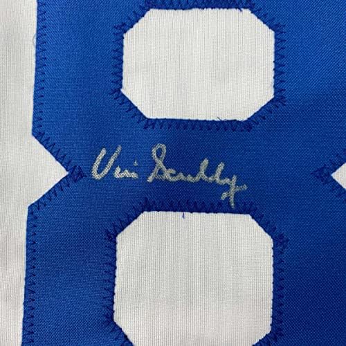 חתימה/חתומה Vin Scully Los Angeles La La White Baseball Jersey PSA/DNA COA