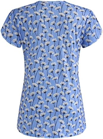 צמרות נשים בקיץ נשים שרוול קצר V צוואר כותרת פרחונית חולצות מודפסות חולצות נוחות מזדמנות טופיות טי טיי
