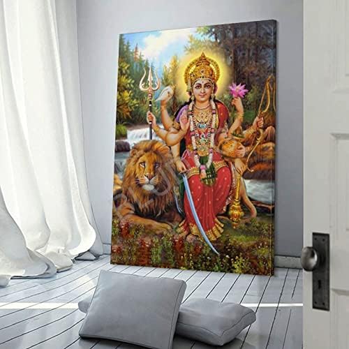 Bludug Shree Durga, מסיר את סבלו של אלת ציור האמנות אמנות פוסטר דקורטיבי מודרני צביעת קיר אמנות קיר