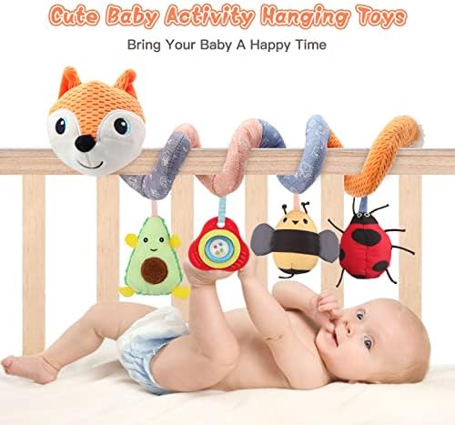 צעצוע מושב לרכב לתינוק, תינוקות תינוקות ספירלה צעצועי טיולון צעצועים תלויים פעילות עריסה צעצוע