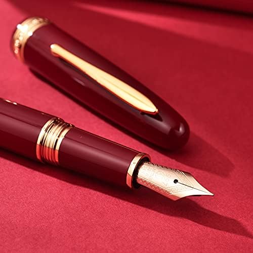 הונגדיאן 1841 עט מזרקת שרף אדום, אירידיום ציפורן משובח 32 סט קלאסי כתיבה קלאסי סט מתכת מתכת