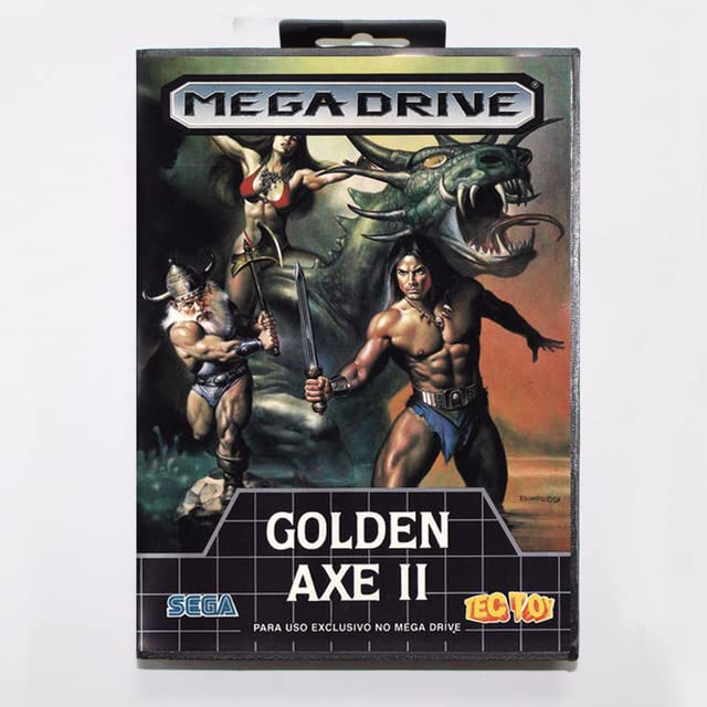 מחסנית משחק של 16 סיביות של SEGA MD עם תיבת קמעונאות - כרטיס משחק Golden AX II 2 עבור Megadrive Genesis