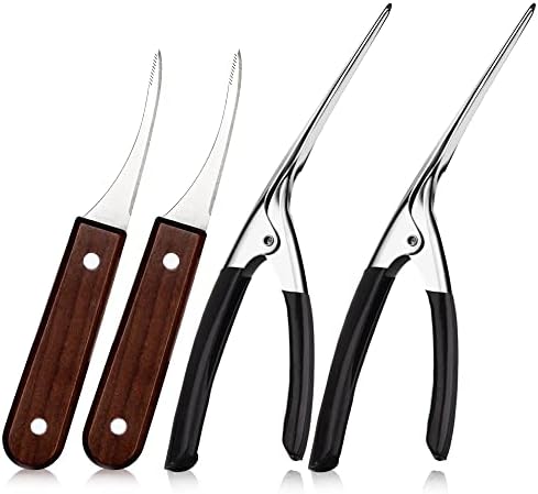 4 PCS Shrimp Deveiner כלי וקולפים, קולפן שרימפס נירוסטה וסכין ניקוי שרימפס, קל לשימוש שרימפס, כלי