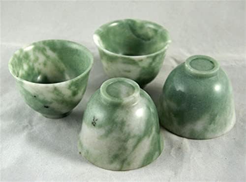ZHENGBO 4 יחידים טבעיים ירוק ירוק ירוק סטים שחיקת יד כוסות עדינות