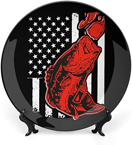דיג בס דגל אמריקאי עצם קרמיקה סין צלחות דקורטיביות עם קישוטים תלויים לוחות ארוחת ערב