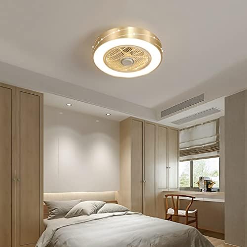 נברשות ניאוצי, מאווררי תקרת LED עם אורות מודרניים לעומק עם שלט רחוק מאוורר חדר שינה שקט תאורת תקרה 46W