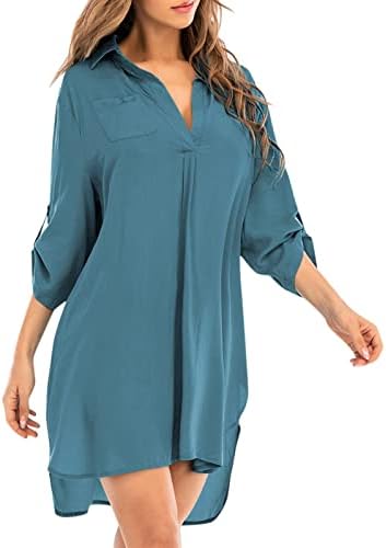 איקה נשים ארוך טוניקת חולצות עבור חותלות פרחוני הדפסה ארוך שרוול כפתורים או צוואר מעוקל מכפלת הברך