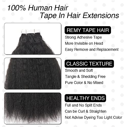 קינקי ישר קלטת בתוספות שיער טבעי לנשים שחורות ניאוויגים קלטת בתוספות שיער שיער טבעי 40 יחידות קינקי