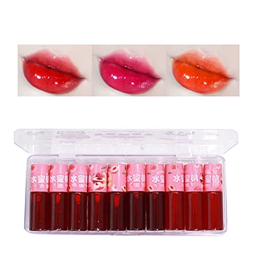 ברור גלוס עבור בנות 8-12 סט של 10 שפתיים זיגוג פירות שפתיים זיגוג יצירתי לשימוש יומיומי קטיפה נוזל