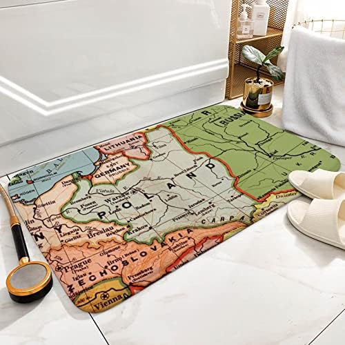 בציר אירופה מפת אמבטיה מחצלות, פולין פלנל קטיפה אמבטיה דקור שטיח אמבטיה רצפת שטיח סופג החלקה אמבטיה דקור