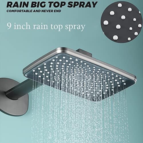 מקלחת מערכת, מקלחת ברז סט קיר רכוב מקלחת קומבו סט 2 פונקציות גשם מיקסר קומבו סט עם 12 סנטימטרים מלבן גשם