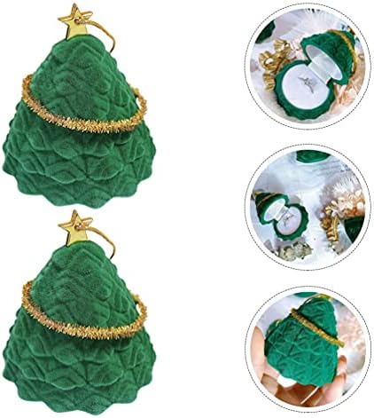 Pretyzoom עגיל עגיל מארגן 2 PCS קופסא מתנה לחג המולד חג המולד טבעת עץ קופסת אוזן קופסאות אחסון קופסאות חג
