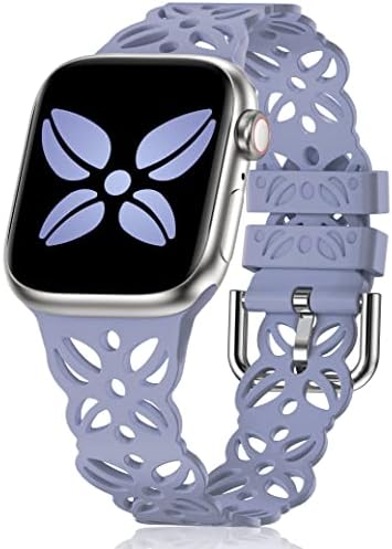 רצועת גזרת תחרה של Wearlizer תואמת להקת Apple Watch 38 ממ 40 ממ 41 ממ 41 ממ נשי, דקיק אוורירי חלול-אאוט