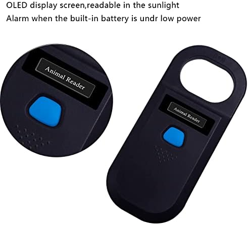 סורק מיקרו-צ'יפס PET נייד של OLED, FDX-B ISO 11784/11785 ו- RFID EMID קורא כף יד לבעלי חיים עם
