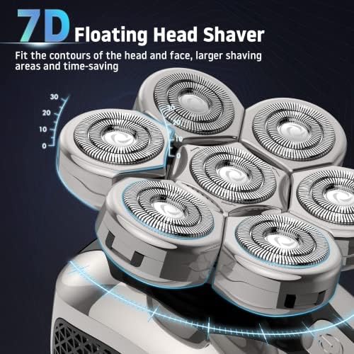 מכונת גילוח ראש קירח לגברים, ג ' ימסטר 6 ב-1 מכונת גילוח ראש לגברים חשמלית 7 עמיד למים עם קוצץ שיער/שיער