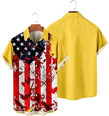 קיץ גברים חולצות גברים יום העצמאות דגל 3 הדפסה דיגיטלית אישית אופנה גברים של חידוש כפתור למטה