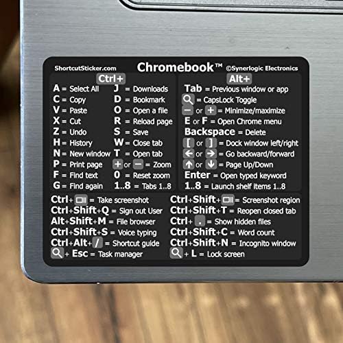 Synerlogic Chrome OS Deference Peerperoce Chlokecture מדבקת קיצור - ויניל שחור - גודל 3 x2.4 לכל Chromebook