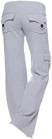 מכנסי אימון שנגקסיני לנשים מכנסי טרנינגס מוצקים חותלות רופפות נמתחות מכנסי כיס מכנסיים יוגה מכנסיים