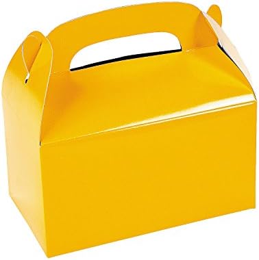 פינוק צהוב קופסאות טובות עם ידיות - סט של 12 - ציוד ליום הולדת, אירועים ומסיבות