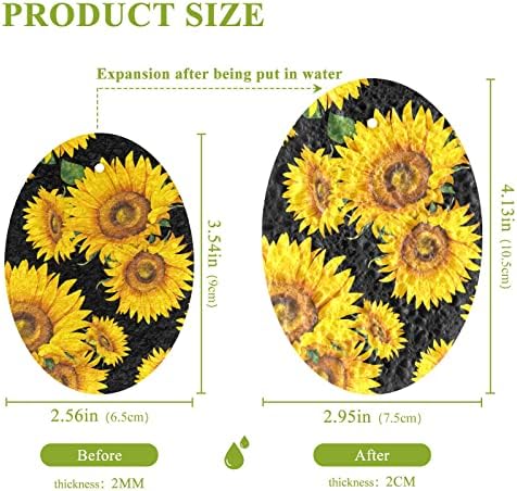 Alaza Vintage Sunflower פרחי רטרו ספוגים טבעיים ספוג תאית מטבח למנות שטיפת חדר אמבטיה וניקוי משק