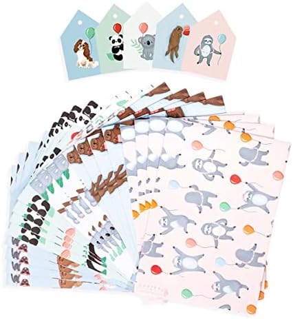 חבילת ג ' מבו נייר עטיפה מרכזית 23-אריזת מתנה לילדות ולבנים-גברים נשים-לוטרות עצלנים כלבי פנדה-ירוק