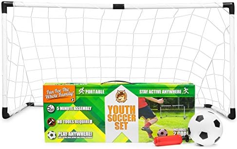 ספורט 2 - חבילה נוער כדורגל מטרות עם כדורגל כדור ומשאבה / נייד מטרות עם רשתות 6 כדור עם משאבת / ילדים פעילות,