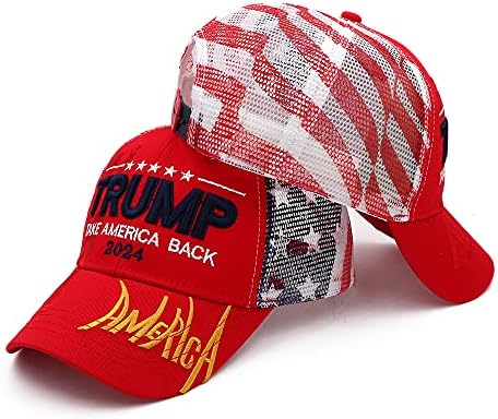 טראמפ 2024 מגע כובע טראמפ דגל סט, דונלד טראמפ 2024 כובע לקחת אמריקה חזרה בייסבול כובע