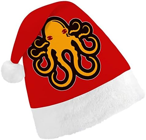 צהוב תמנון חג המולד כובע סנטה קלאוס כובעי קצר קטיפה עם לבן חפתים לגברים נשים חג המולד חג מסיבת קישוטים